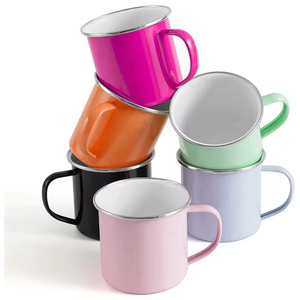 Tazza da Caffè da Campeggio in Smalto Colorato da 12oz per Sublimazione, Vendita all'Ingrosso con Logo per Italia Big Whale Old Crow Old Curio - Product Image 4