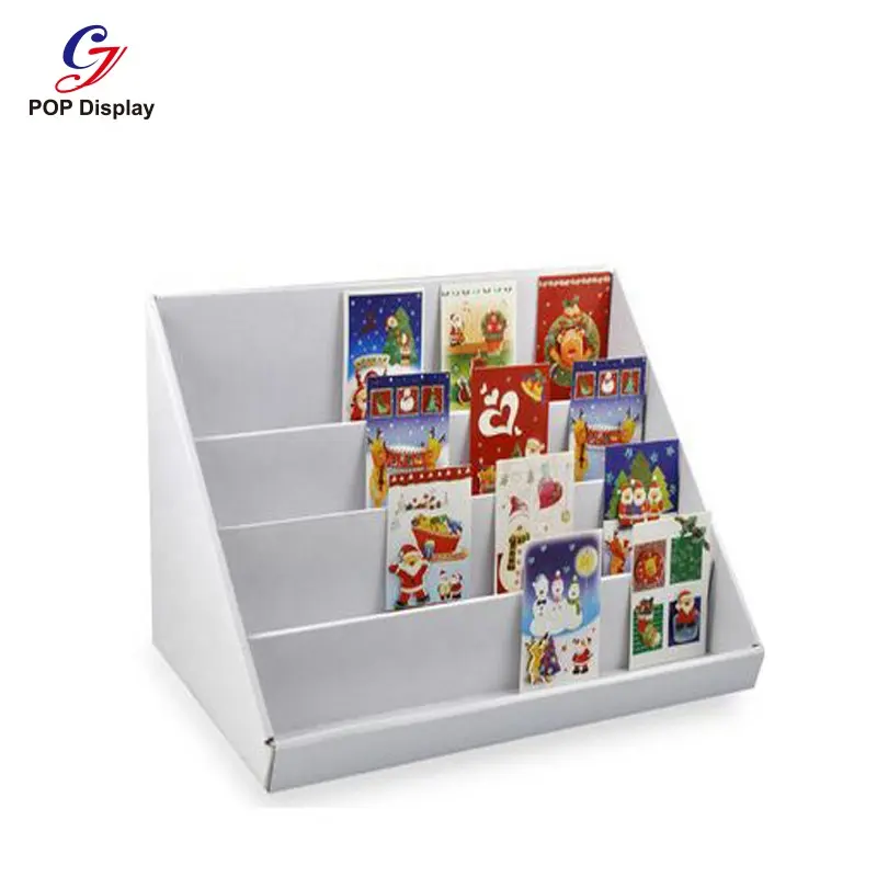 Customized Logo Retail Advertising Cardboard Countertop Display Paper Counter Display Unit For Greeting Card Book Store CDU