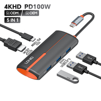 LDNIO stasiun Dok Multiport Usb Tipe C, stasiun Dok Multiport Hub Usb dengan adaptor pengisian Usb tipe-c Pd 4k Hd mi Rj45