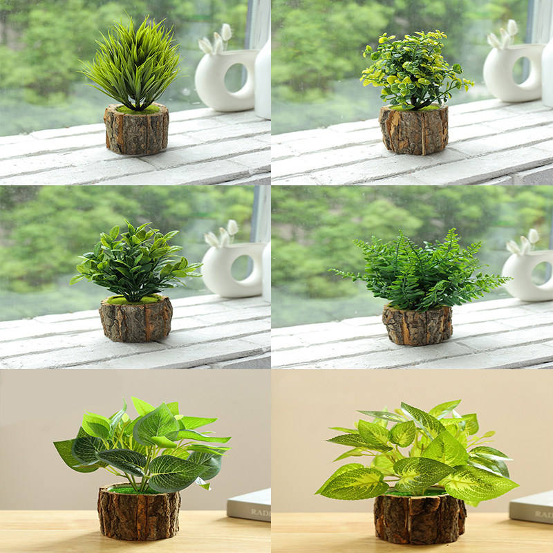 Simulation of green plants potted 6-piece set