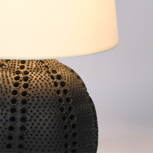 Factory Custom Wabi-Sabi Style Black Perforated Ceramic Table Lamp Modern Rustic <b>Bedside</b> Lamp for Living Room Bedroom Hotel - Product Image 6
