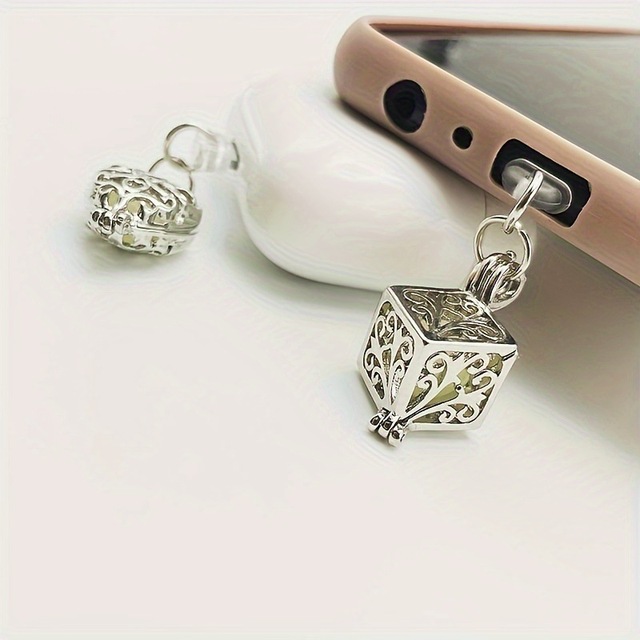 1pc Phone Dust Plug Heat Absorption Luminescent Hollow Glow-in-the Dark Stone Pendant Dust Plug - Decorate Your Phone