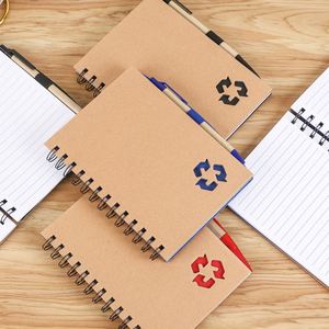 2026 Trending Products Supplier Student Loose Leaf Kraft Paper Coil Recycled Hand <b>Book</b> Ballpoint Pen Promotional Notebook Gift - Product Image 1