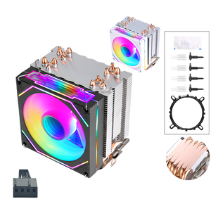 QiuzAim <span class=keywords><strong>Computer</strong></span> Disipador de calor de <span class=keywords><strong>CPU</strong></span> de 12ª generación 6 Tubo de calor 9cm con luz 4 pines/PWM Ventilador de <span class=keywords><strong>CPU</strong></span> I7 refrigerado por aire 1366 de 1150 pines - Product Image 1