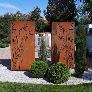 GNEE Factory Bamboo Pattern Laser Cut Corten Steel <b>Room</b> <b>Divider</b> Folding Decorative Screen Storage Function Waterproof Birthday - Product Image 4