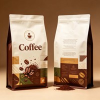 Sachet de café à fond plat sur mesure 200g 500g avec valve, en aluminium et Mylar, pochette PE à fermeture éclair pour emballage de grains de café