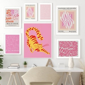 Peinture sur toile abstraite moderne nordique rose <span class=keywords><strong>Matisse</strong></span> Picasso Corail Bauhaus, affiches imprimées, décoration <span class=keywords><strong>de</strong></span> salon - Product Image 1