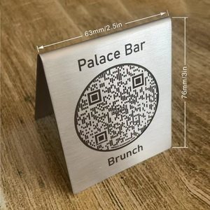 Letrero de Mesa de Acero Inoxidable para Bar Palace, 63x76mm, Código QR, Menú de Brunch - Product Image 1