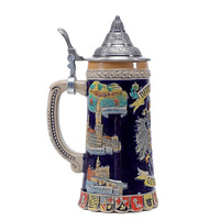 Tasse à bière personnalisée avec couvercle en métal Oktoberfest Chope à bière souvenir avec grande poignée Chope à bière personnalisée