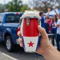 Mini refroidisseur de canettes en forme de conga, motif drapeaux de plusieurs pays, support isolant pour canettes de bière et de soda, manchon pour boissons, décoration de fête