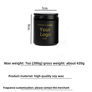 Bougie parfumée en cire de soja dans un bocal en verre noir de luxe, finition mate, style moderne minimaliste pour une esthétique sombre, décoration d'intérieur, cadeau de luxe - Product Image 4