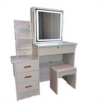 Ensemble de meubles de chambre moderne style Mid-Century, coiffeuse convertible avec éclairage LED et miroir réglable, table de maquillage pour hôtel