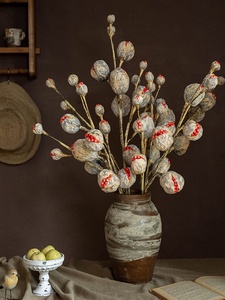 ช่อดอกไม้แห้งทำมือสไตล์วาบิซาบิสมจริง ตกแต่งผลไม้และดอกไม้ สำหรับห้องนั่งเล่นและโต๊ะรับประทานอาหาร - Product Image 1