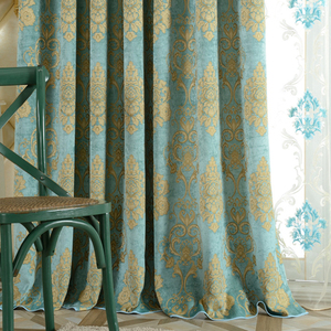 Cortinas de jacquard para ventana, persianas decorativas de estilo clásico europeo francés, azul - Product Image 2