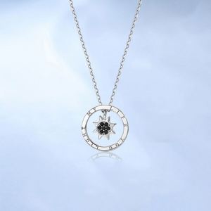 Collier romantique pour couple en argent, pendentif cercle soleil et lune avec diamants, pour homme et femme - Product Image 6