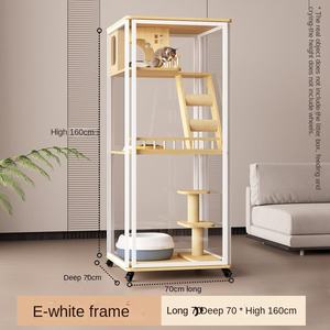 Rumah Kucing Panoramic <span class=keywords><strong>Cat</strong></span> Villa, Kandang Kucing Indoor dari Kayu Solid, Rak Panjat Kucing Mewah dengan Kaca, Rumah Kucing Luas - Product Image 3