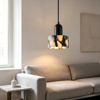 Lustre suspendu LED moderne de luxe en marbre, lampes rondes, pour plafond haut, hôtel, maison, salle à manger, salon, chambre à coucher