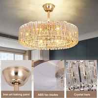 Lustre en fer de 18/23,6 pouces avec ventilateur de plafond LED rétractable sans pales et lumière à intensité variable avec télécommande