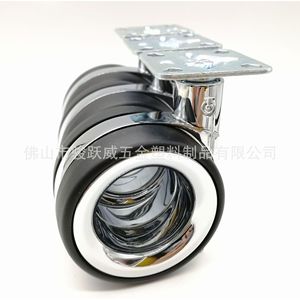 Furniture Caster 3 Inch Polyurethane Wheel <b>Swivel</b> With Brake Plate Mount Precision Ball Bearing Modern Design - Product Image 4
