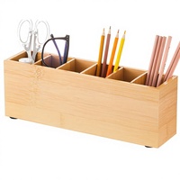 Porte-crayons en bois écologique personnalisé en usine avec 6 compartiments pour le bureau, la maison, le rangement, design gain de place