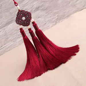 Top Selling Pure hand-woven gold thread three tassel pendant silk antique Chinese knot tassel