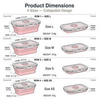 Boîte à lunch pliable en silicone anti-fuite, récipient de stockage alimentaire pliable en silicone avec couvercle