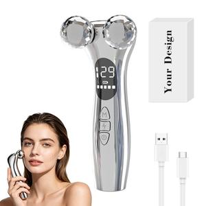 0728 Dispositivo Facial Portátil de Microcorriente de Acero Inoxidable, Masajeador Facial y de Cuello con Doble Rodillo, Pantalla LCD V - Product Image 2