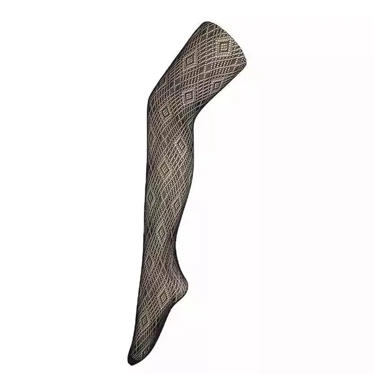 Custom high quality skin friendly seamless women sexy black fishnet pantyhose / tights