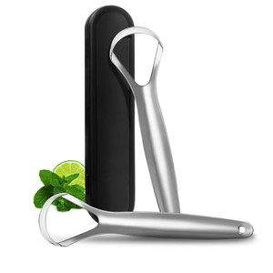 Stainless Steel Tongue Scraper Double Sided Portable Oral Care Tool For Bad Breath Removal Adult Use - Product Image 1