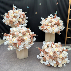 Boule de fleurs de Delphinium de haute qualité, rose blanche et marron, centre de table, boule florale de 80 cm pour mariage, Saint-<span class=keywords><strong>Valentin</strong></span>, décoration de fête - Product Image 1