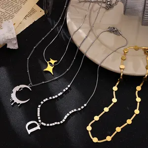 European And American Fashion Jewelry Necklace Niche 18K Gold Women's Jewelry Letter Pendant Temperament Jewelry Wholesale