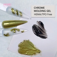 Gel de modelage 3D semi-solide sans HEMA ni TPO, blanc et noir, pour la création d'art des ongles avec poudre chromée, fournitures de manucure