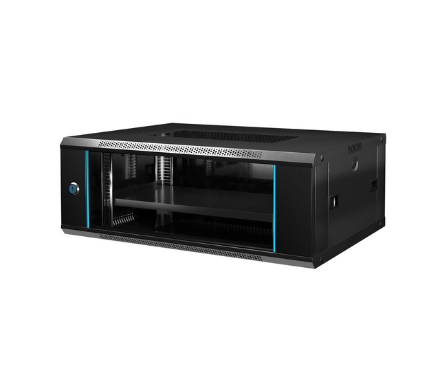 19-Inch Wall-Mounted 4U/6U/9U/12U/15U/18U/22U/26U Network Rack Cabinet Tempered Glass Mesh Door IP20 Protection Black/7035Grey