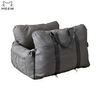 Sac de transport pour chien et chat grande capacité, pour siège auto, en tissu Oxford gris foncé, lavable, pliable, réglable, avec panneau extensible