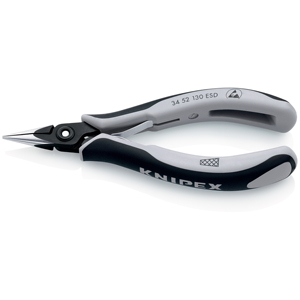 KNIPEX 34 52 130 ESD Precision <b>Pliers</b> for ESD Electronics with multi-component handles burnished 130 mm - Product Image 1