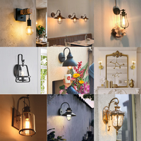Lampes murales encastrées vintage industrielles à ampoules incandescentes, en bois et fer forgé, avec câble enroulé et tige en bois, garantie 3 ans