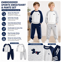 Ensemble de survêtement décontracté 2 pièces pour garçons, printemps-automne 2026, brodé, sweat-shirt et pantalon de jogging en mélange de coton, vente en gros
