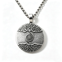 Pendentif Arbre du Monde Yggdrasil, Collier Rétro en Acier Inoxydable, Collier Viking, Pendentif Médaillon pour Homme