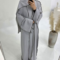 Vêtements islamiques personnalisés en gros pour l'Aïd, Abaya XXL Dubaï, ensemble hijab modeste trois pièces, robe musulmane pour femmes, longue robe en crêpe jazz