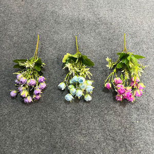 Bouquet de 15 fleurs artificielles en soie (pivoine, camélia) pour décoration de mariage et de maison, moulées par injection, fabriquées en Chine - Product Image 2