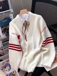 Camisola Branca Primavera e Outono Casaco das Mulheres Cardigans Roupas Femininas Roupas Kawaii Cardigan Camisola Feminina Scute <span class=keywords><strong>Sweater</strong></span> - Product Image 4