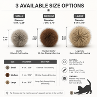 Jouet pour chat en fausse fourrure multicolore, pompon moelleux et léger, balle interactive pour chatons d'intérieur