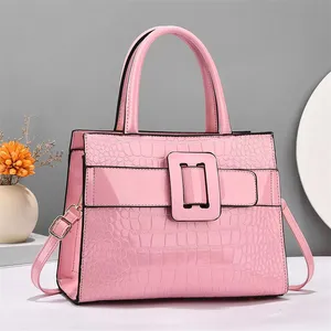 high quality pu hot travel latest female stylish tote brand quilted pink large shoulder handbags supplier