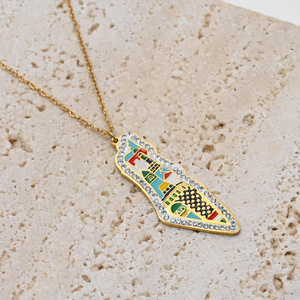 Collana con Ciondolo Personalizzato in Acciaio Inossidabile, Mappa Colorata della Palestina di Gerusalemme, Gioielli di Moda Araba Musulmana, Vendita all'Ingrosso - Product Image 2