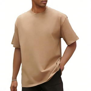 T-shirts surdimensionnés en coton mélangé à couche d'air pour l'été, personnalisables avec logo, en tissu de luxe épais pour hommes - Product Image 2