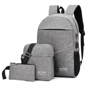 Sac à dos Oxford unisexe trois pièces géométrique élégant pour loisirs et affaires, antivol, avec fermeture éclair, étanche, USB, pour l'école - Vente en gros - Product Image 3