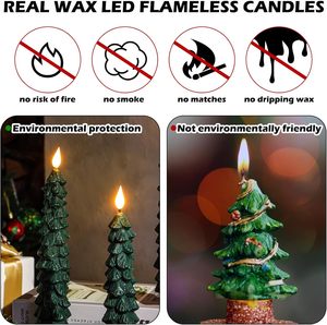 شمعة <span class=keywords><strong>LED</strong></span> خضراء على شكل شجرة عيد الميلاد جاهزة للشحن، تعمل بالبطارية بدون لهب، لتزيين الشتاء وعيد الميلاد - Product Image 5