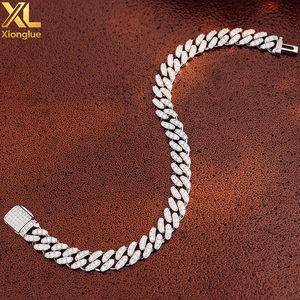 Wholesale Price S925 Silver Rhodium Plated Luxury Iced Out D VVS Moissanite Cuban Chain Bracelet 6mm-15mm Women <b>Men</b> - Product Image 6