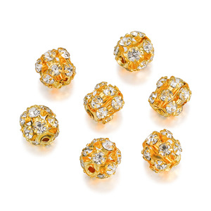 Rhinestone Flower <b>Ball</b> Beads Small Double Hole Spacer Jewelry Findings Copper Plated <b>Sphere</b> Design Loose Beads For Bracelet - Product Image 5