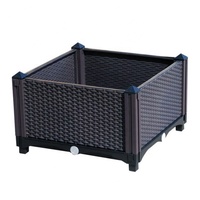 Jardinière surélevée en plastique léger chromé marron, design rotin, écologique, pour légumes, vente en gros